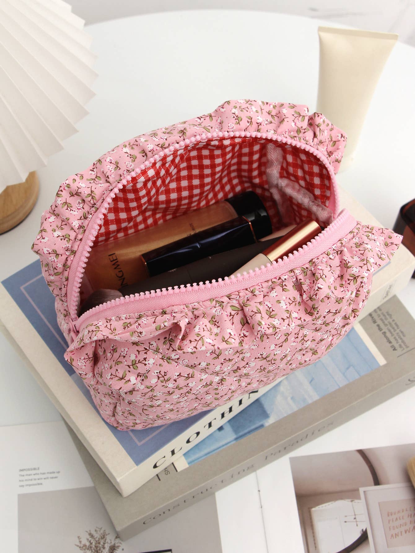 The Cute Pink Ruffle Cosmetic Bag