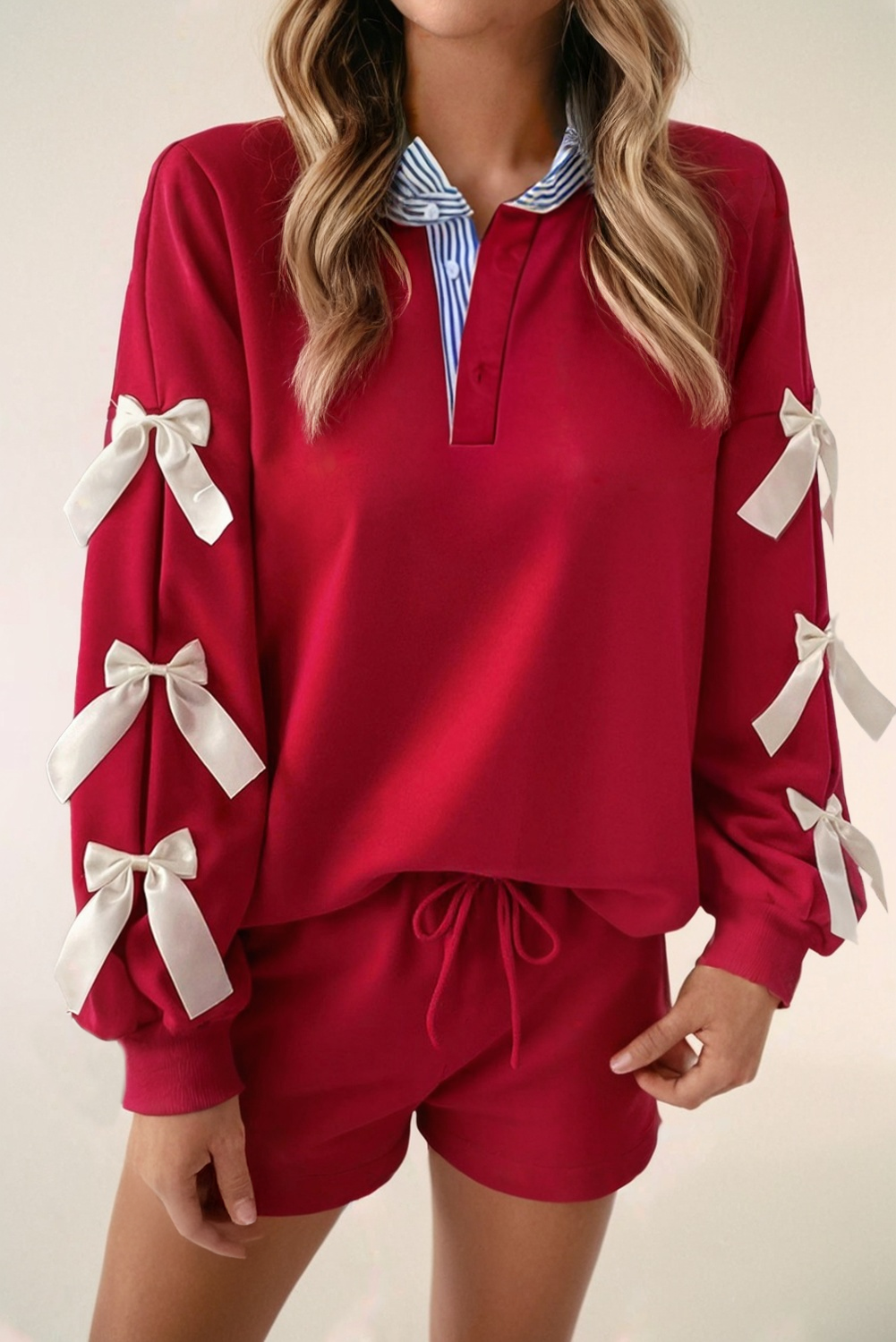 The Bows Long Sleeve Shorts Set