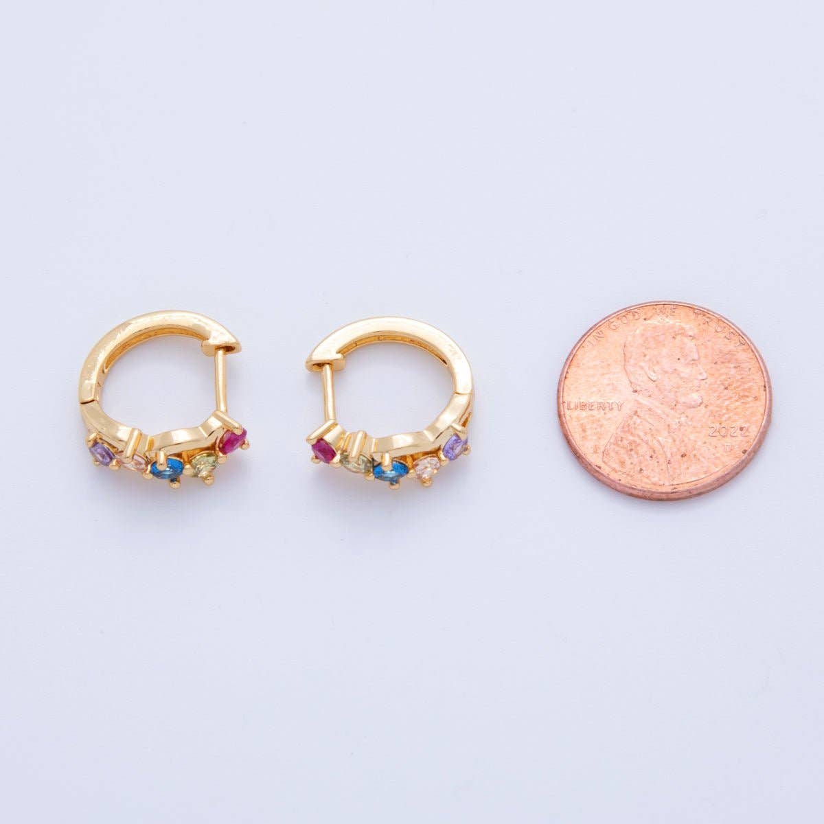 The Rainbow Gem Gold Hoop Earrings