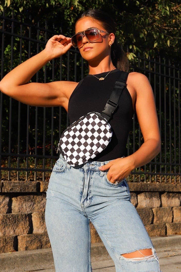 The Black and White Check Crossbody