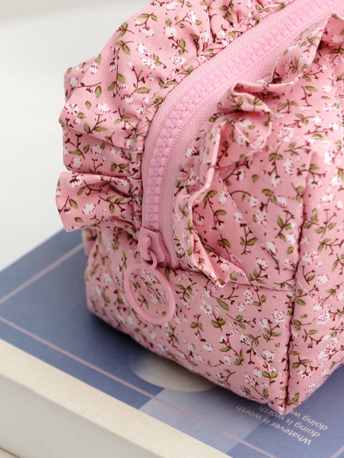 The Cute Pink Ruffle Cosmetic Bag