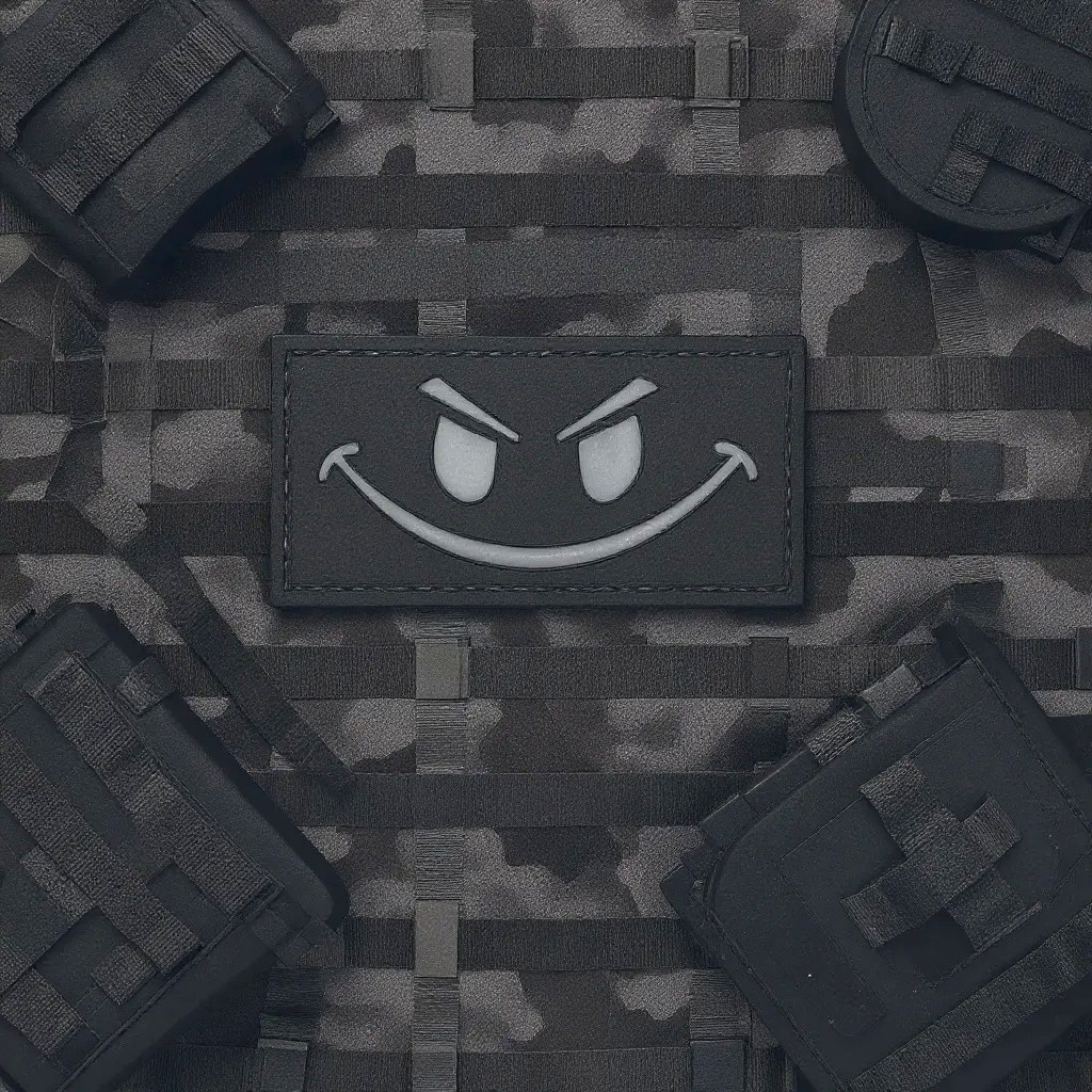 Black and Gray Smiley PVC Patch