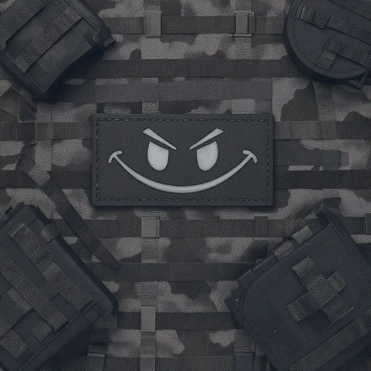 Black and Gray Smiley PVC Patch