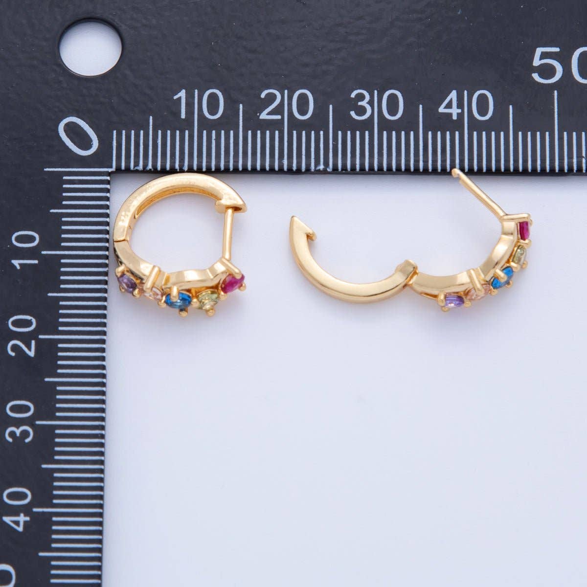 The Rainbow Gem Gold Hoop Earrings
