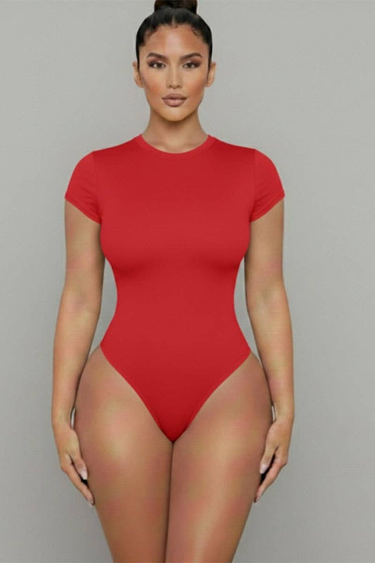 The Red Short Sleeve Crew Neck Bodysuit