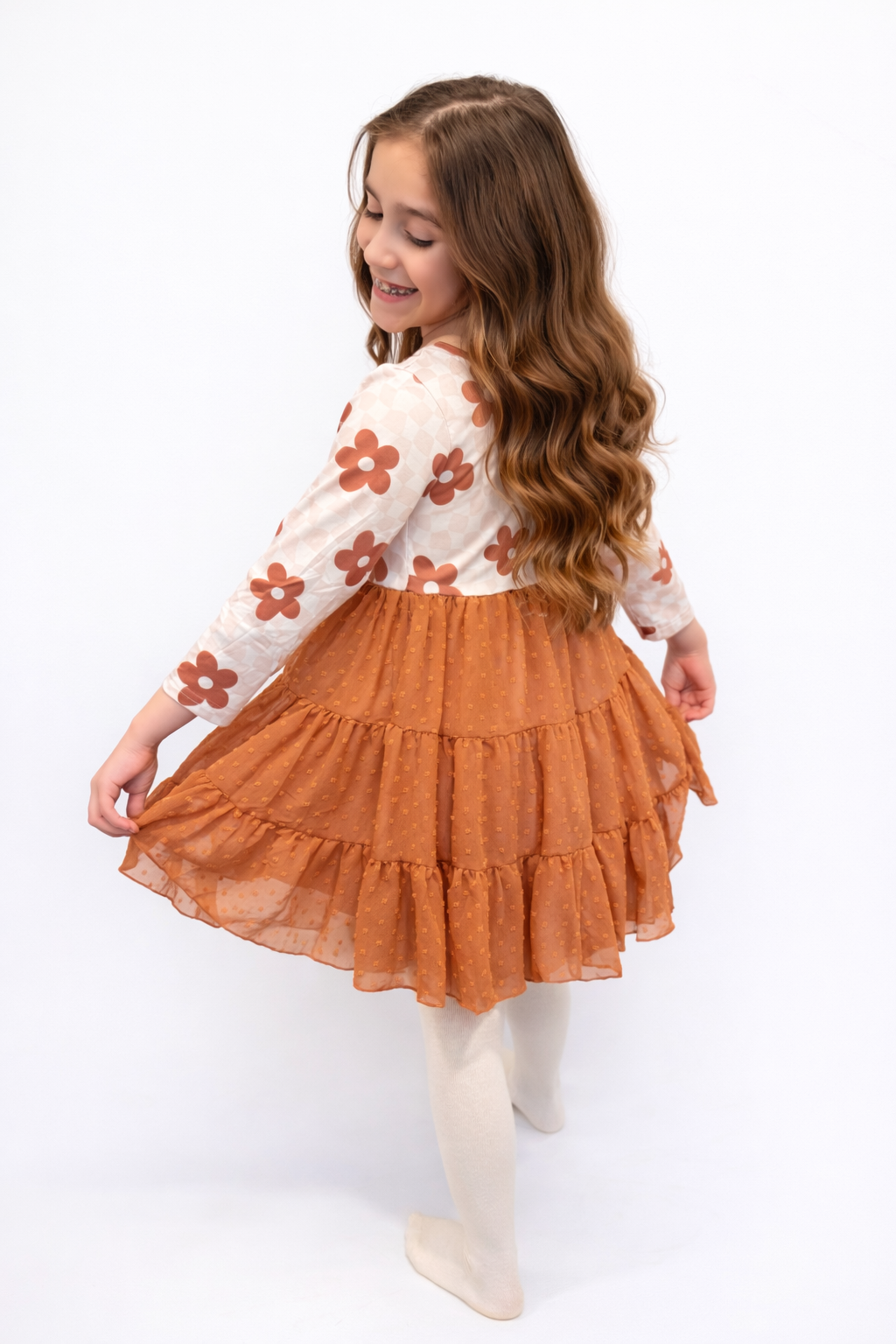 The Flower Check Print Dress