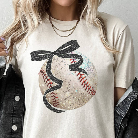 The Glitter Black Bow Game Day T