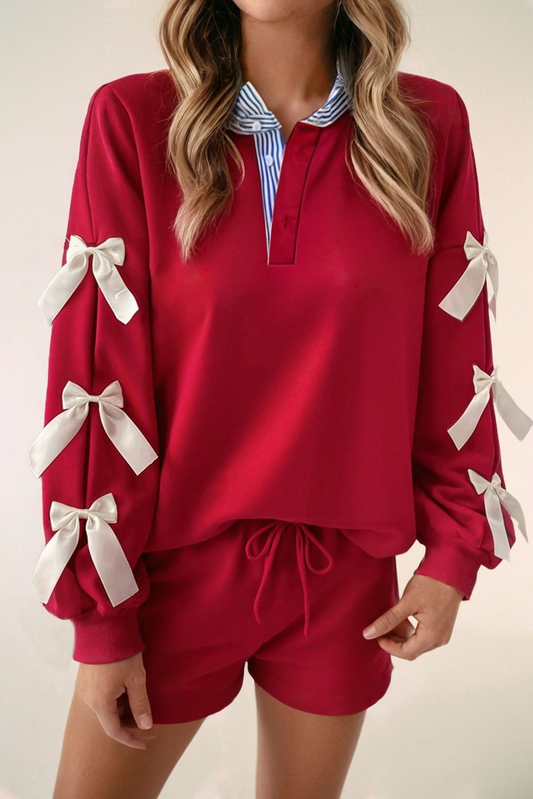The Bows Long Sleeve Shorts Set