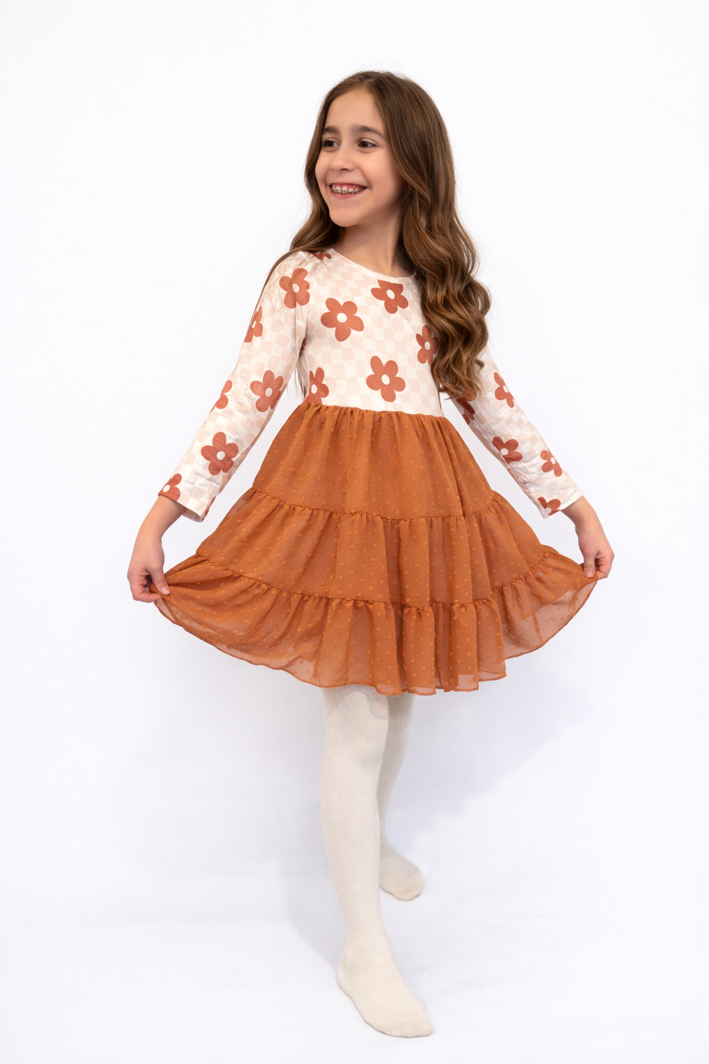 The Flower Check Print Dress
