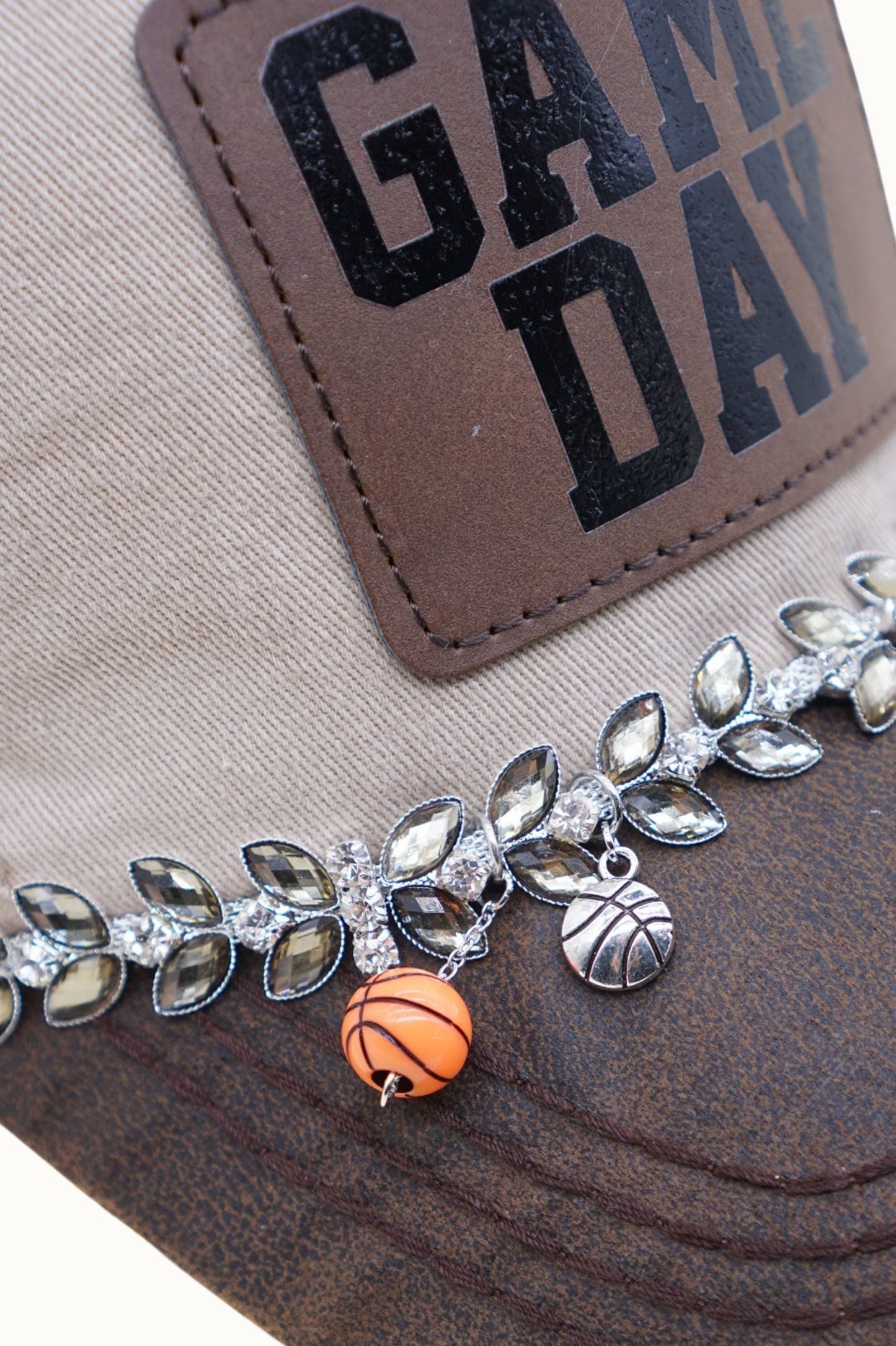 Basketball Sports Two-Toned Cap with Vegan Leather Bill
