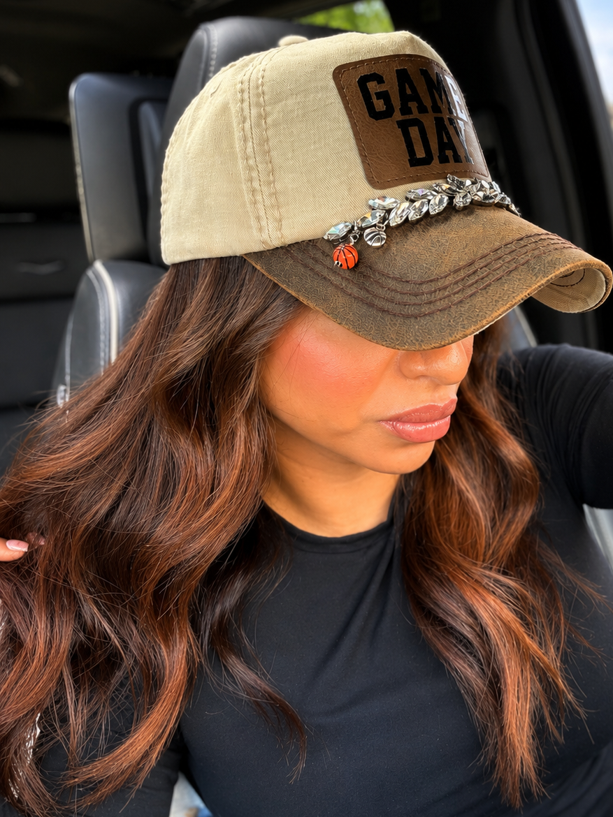 Basketball Sports Two-Toned Cap with Vegan Leather Bill