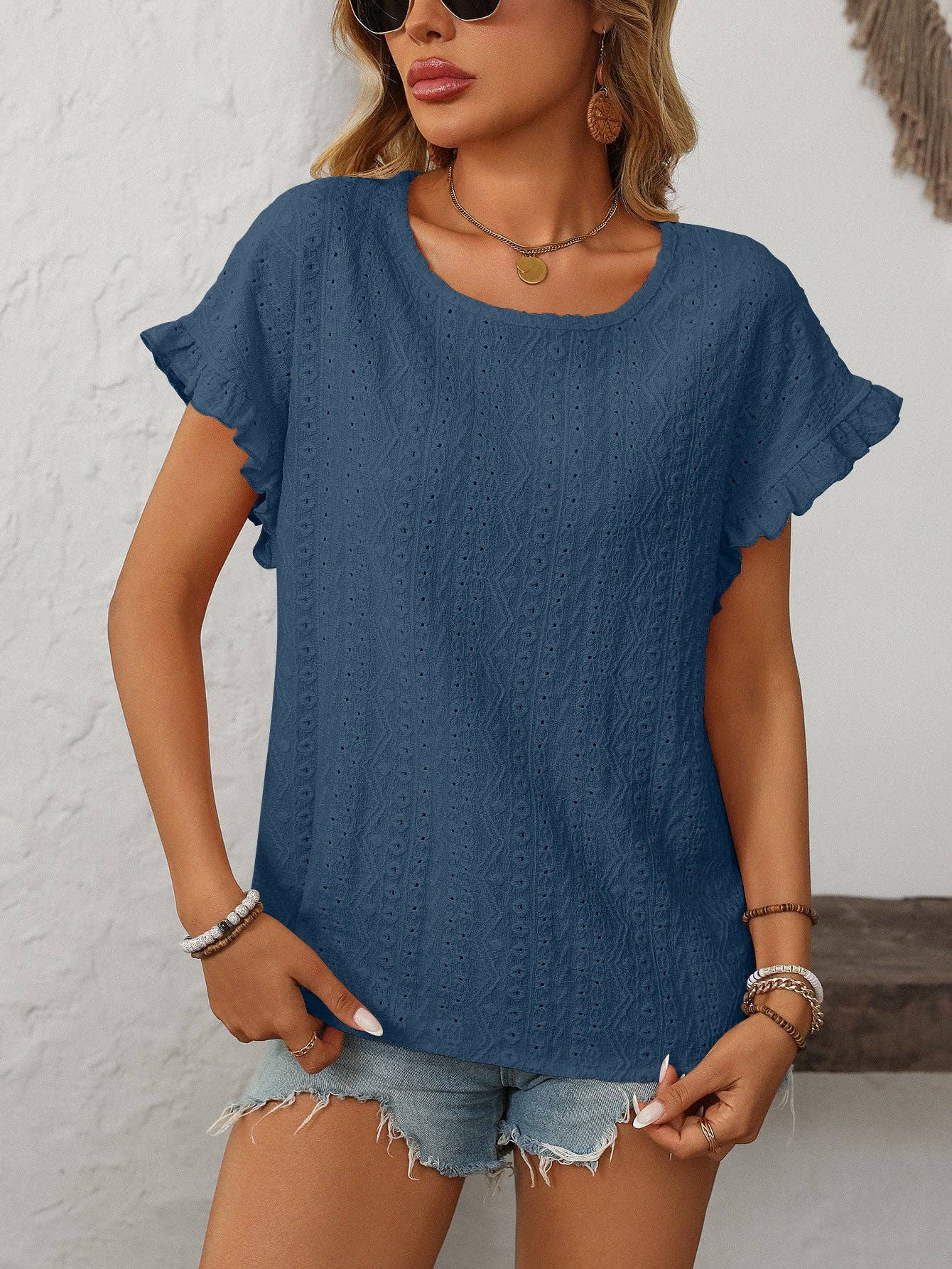 The Blue Crewneck Sweet Top