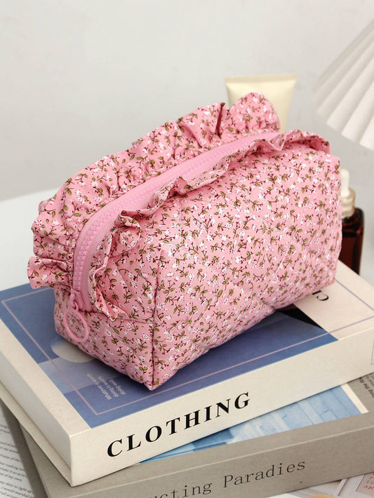 The Cute Pink Ruffle Cosmetic Bag