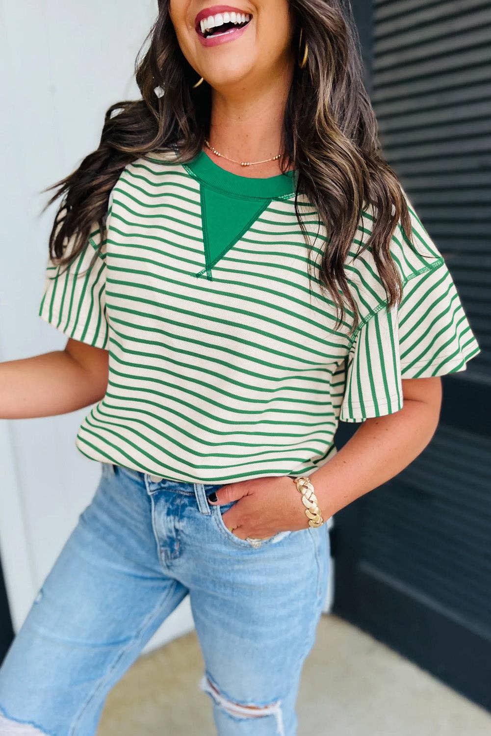 The Striped Ruffle Top