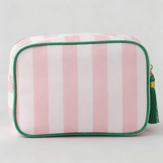 Simple Striped Cosmetic Bag - Pink