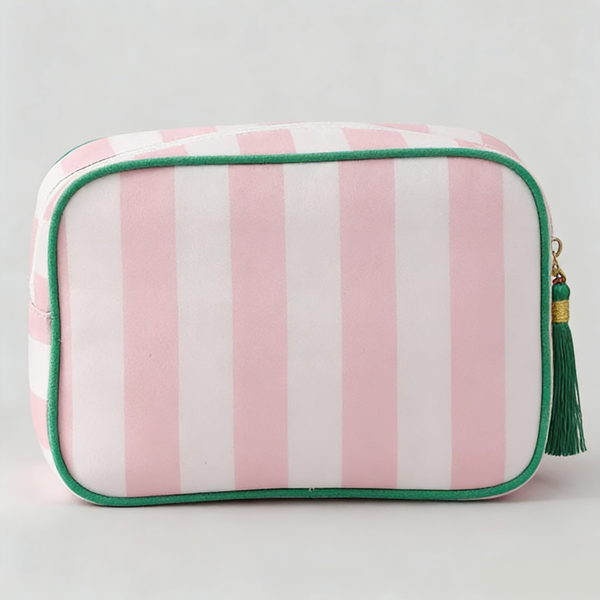 Simple Striped Cosmetic Bag - Pink
