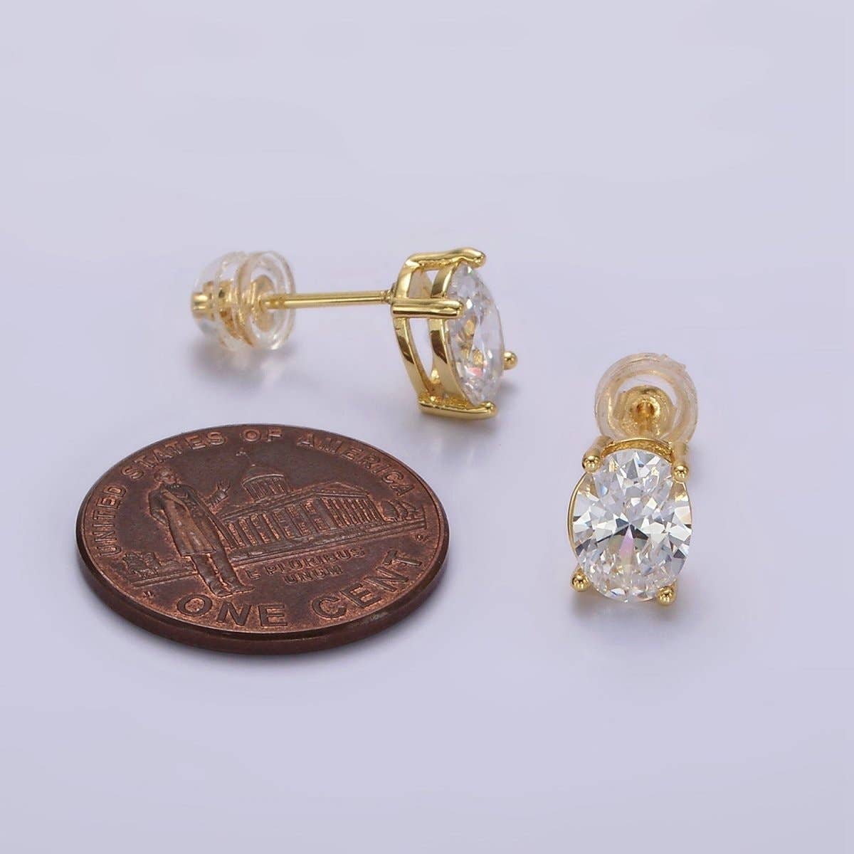 The Classic Oval Stone Gold Stud Earrings