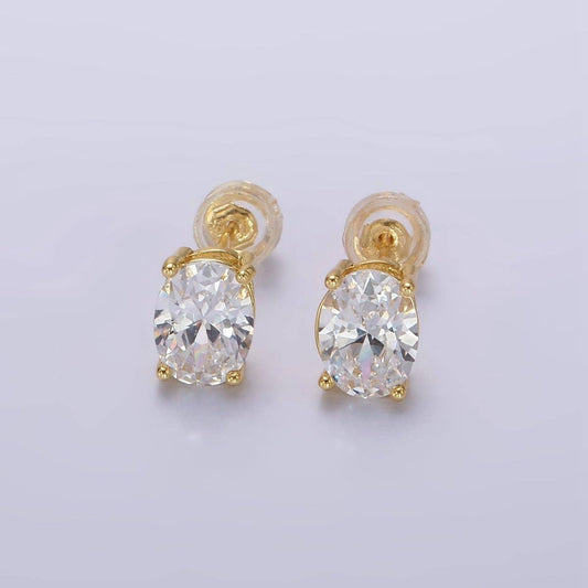 The Classic Oval Stone Gold Stud Earrings